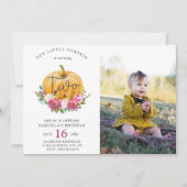 Invitation Notre Petit Citrouille Automne Floral 2e Anniversa (Devant)