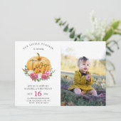 Invitation Notre Petit Citrouille Automne Floral 2e Anniversa (Debout devant)