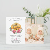 Invitation Notre Petit Citrouille Automne Floral 2ème Twins A (Debout devant)