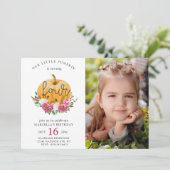 Invitation Notre Petit Citrouille Automne Floral 4e anniversa (Debout devant)