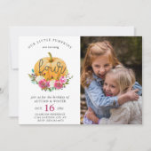 Invitation Notre Petit Citrouille Automne Floral 4th Twins An (Devant)