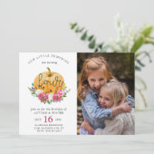 Invitation Notre Petit Citrouille Automne Floral 4th Twins An (Debout devant)