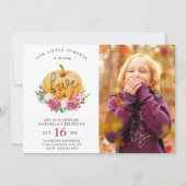 Invitation Notre Petit Citrouille Automne Floral 5e Anniversa (Devant)