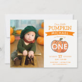 Invitation Notre petit Citrouille Automne Photo Anniversaire (Devant)