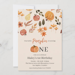 Invitation Notre Petit Citrouille Bébé d'Automne 1er Annivers