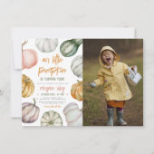 Invitation Notre petit Citrouille Boho Automne fête d'anniver (Devant)