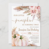 Invitation Notre petit Citrouille | Boho Fall Girl 2e anniver (Devant)