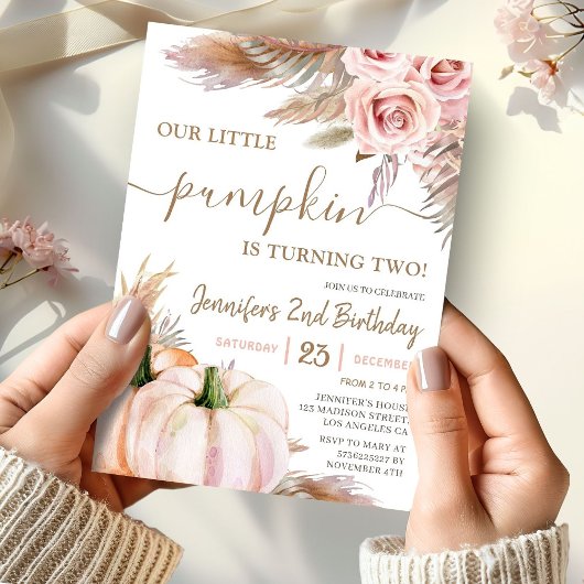Invitation Notre petit Citrouille | Boho Fall Girl 2e anniver