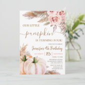 Invitation Notre petit Citrouille | Boho Fall Girl 4e anniver (Debout devant)