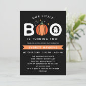 Invitation Notre petit Citrouille Boo Halloween fête d'annive (Debout devant)