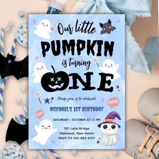 Invitation Notre petit Citrouille | Boy Halloween 1er anniver