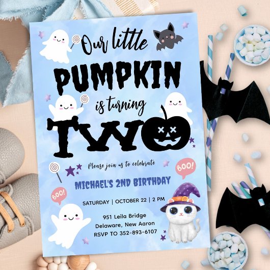Invitation Notre petit Citrouille | Boy Halloween 2e annivers