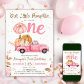 Invitation Notre petit Citrouille | Camion rose Fille 1er ann