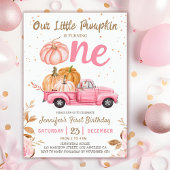 Invitation Notre petit Citrouille | Camion rose Fille 1er ann