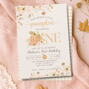 Invitation Notre Petit Citrouille Chute Citrouille Floral Ann