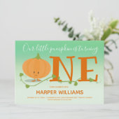 Invitation Notre petit Citrouille devient vert 1er anniversai (Debout devant)