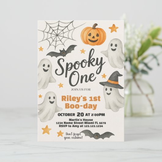 Invitation Notre petit Citrouille en devient un | Anniversair (Debout devant)