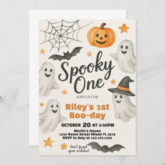 Invitation Notre petit Citrouille en devient un | Anniversair (Devant / Derrière)