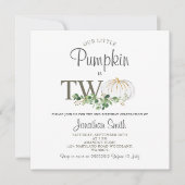 Invitation Notre Petit Citrouille Est Deux Anniversaires Flor (Devant)