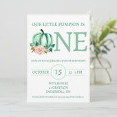 Invitation Notre petit Citrouille est ONE Mint/Pink Birday Pa (Debout devant)