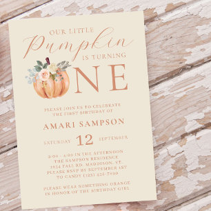 Invitation Notre petit Citrouille est un 1er anniversaire