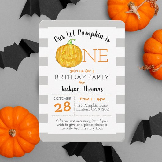 Invitation Notre petit Citrouille est un premier anniversaire