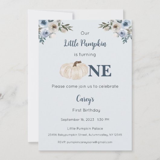 Invitation Notre petit Citrouille est une invitation, 1er ann (Devant)