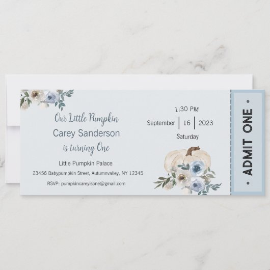 Invitation Notre petit Citrouille est une invitation, 1er ann (Devant)