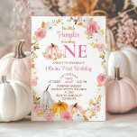 Invitation Notre Petit Citrouille Fête Son Anniversaire<br><div class="desc">Célébrez votre premier anniversaire de citrouille avec cette adorable et festive invitation. Le design est composé d'un charmant citrouille entouré de feuilles et de fleurs d'automne, ce qui en fait un endroit idéal pour une soirée automnale. L'invitation est personnalisable avec le nom de votre enfant, l'âge, la date du parti,...</div>