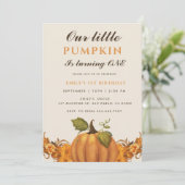 Invitation notre petit citrouille fête un 1er anniversaire (Debout devant)