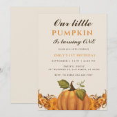Invitation notre petit citrouille fête un 1er anniversaire (Devant / Derrière)
