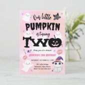 Invitation Notre petit Citrouille | Fille Halloween 2e annive (Debout devant)
