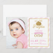 Invitation Notre petit Citrouille Gold/rose photo d'Invitatio (Devant / Derrière)