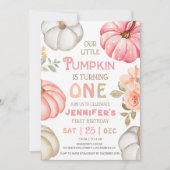 Invitation Notre petit Citrouille | Pink Bold Girl 1er annive (Devant)