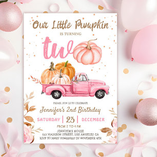 Invitation Notre petit Citrouille   Pink Truck Girl 2e annive