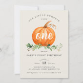 Invitation Notre petit Citrouille premier anniversaire (Devant)