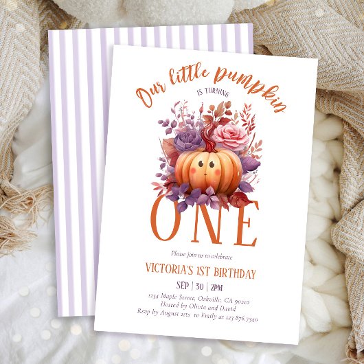 Invitation Notre Petit Citrouille Premier Anniversaire automn