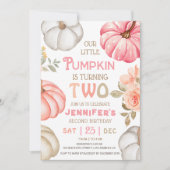 Invitation Notre petit Citrouille | Rose Bold Girl 2e anniver (Devant)