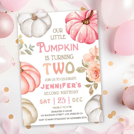 Invitation Notre petit Citrouille | Rose Bold Girl 2e anniver