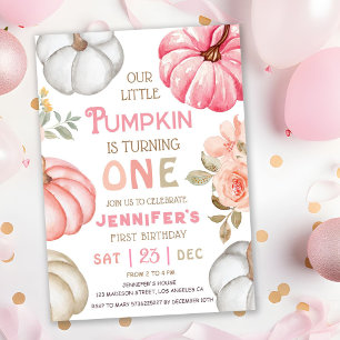 Invitation Notre Petit Citrouille Rose Fille Audacieuse 1er