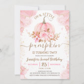Invitation Notre petit Citrouille | Rose Gold Girl 2e anniver (Devant)