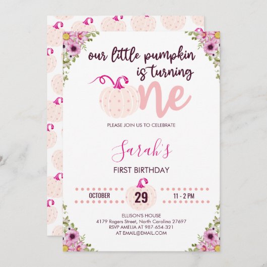 Invitation notre petit citrouille tourne un automne automne a (Devant / Derrière)