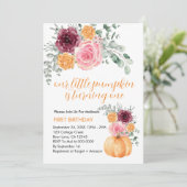 Invitation Notre petit Citrouille tourne un rose bordeaux (Debout devant)