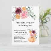 Invitation Notre petit Citrouille tourne une florale (Debout devant)