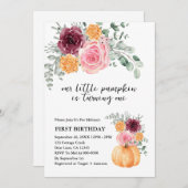 Invitation Notre petit Citrouille tourne une florale (Devant / Derrière)