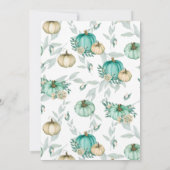 Invitation Notre petit Citrouille Turquoise & blanc 1er anniv (Dos)