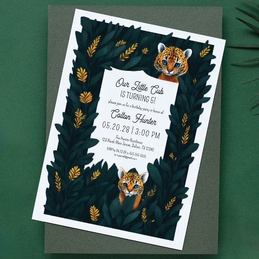Invitation Notre Petit Club Leopard Jungle Feuille mignon Ann