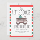 Invitation Notre Petit Cookie Noël Premier Anniversaire Wagon (Devant)