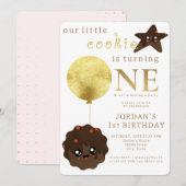 Invitation Notre Petit Cookie Tourne Un Mignet 1Er Anniversai (Devant / Derrière)