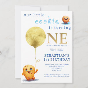 Invitation Notre Petit Cookie Tourne Un Mignet 1Er Anniversai